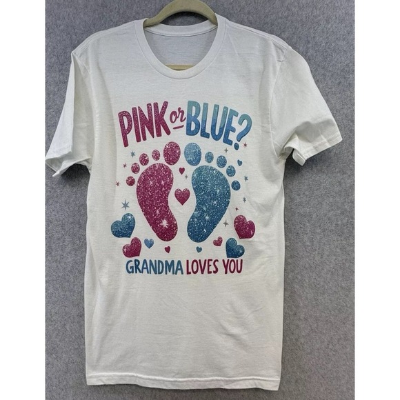 Tops - Gender Reveal Pink Or Blue Grandma Loves You Grandmother T-Shirt Small Unique